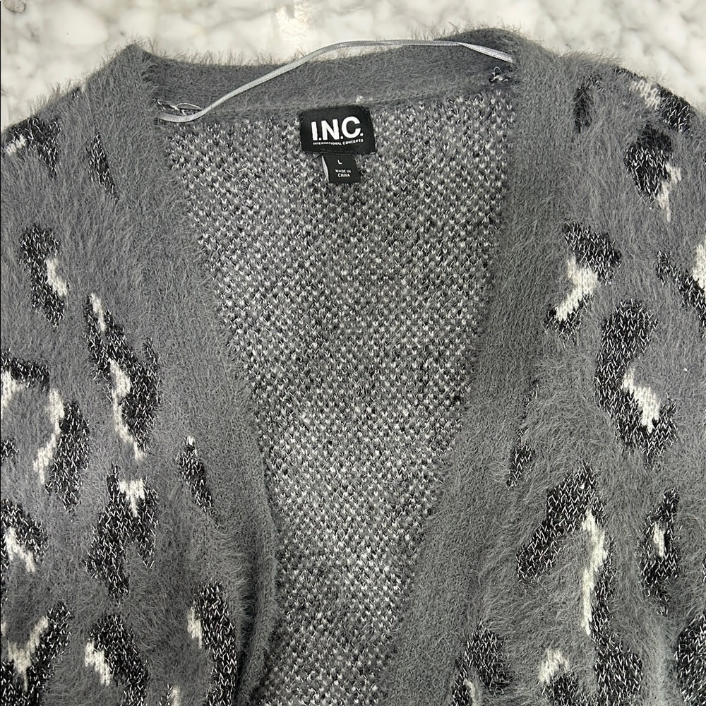 INC International Concepts Black and Gray Cardigan - Picture 4 of 4